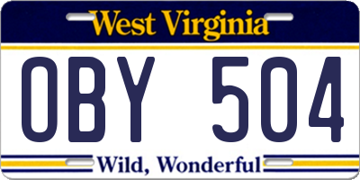 WV license plate OBY504