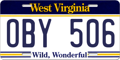 WV license plate OBY506