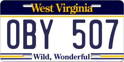 WV license plate OBY507