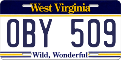 WV license plate OBY509