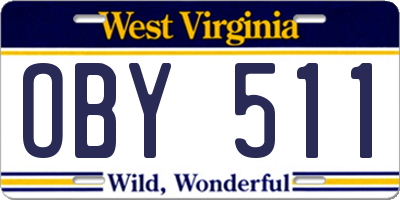 WV license plate OBY511
