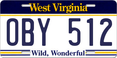 WV license plate OBY512