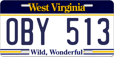 WV license plate OBY513