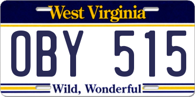 WV license plate OBY515