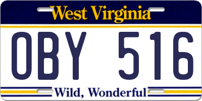 WV license plate OBY516