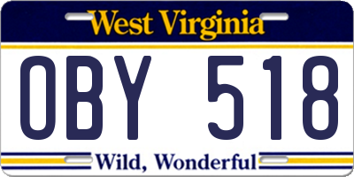 WV license plate OBY518