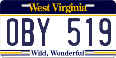 WV license plate OBY519