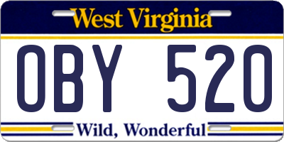 WV license plate OBY520