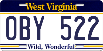 WV license plate OBY522