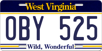 WV license plate OBY525