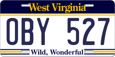 WV license plate OBY527