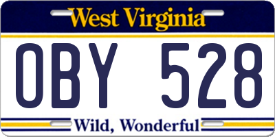 WV license plate OBY528