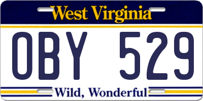 WV license plate OBY529