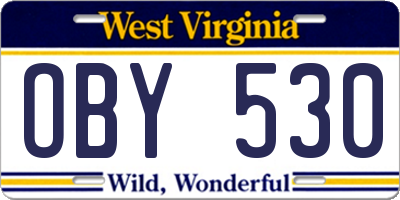 WV license plate OBY530