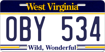 WV license plate OBY534