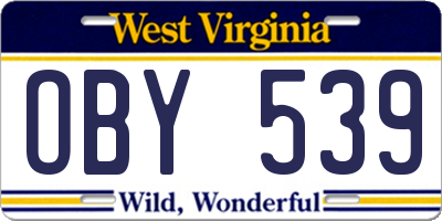 WV license plate OBY539