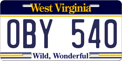 WV license plate OBY540