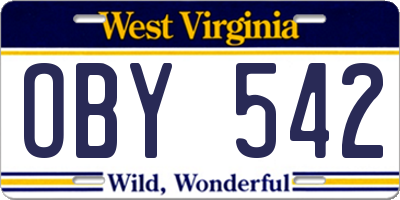 WV license plate OBY542