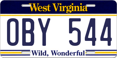 WV license plate OBY544