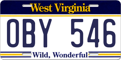 WV license plate OBY546