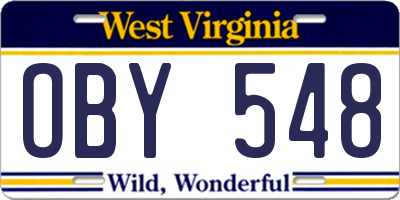 WV license plate OBY548