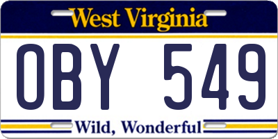WV license plate OBY549