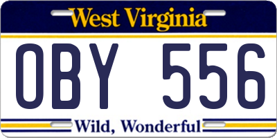WV license plate OBY556