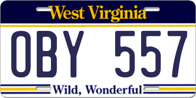 WV license plate OBY557