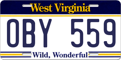 WV license plate OBY559