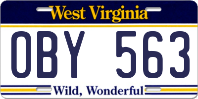 WV license plate OBY563