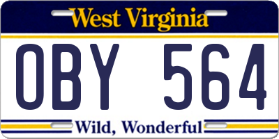 WV license plate OBY564