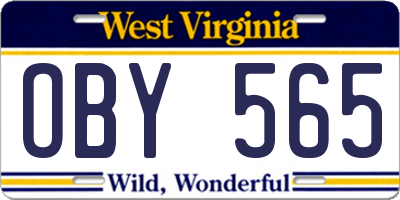 WV license plate OBY565