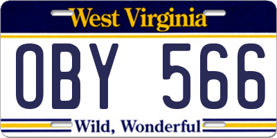 WV license plate OBY566