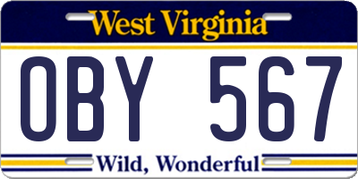WV license plate OBY567