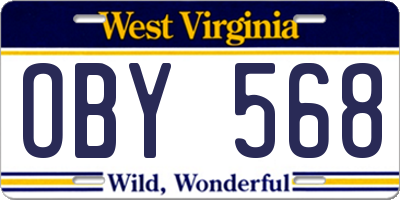 WV license plate OBY568