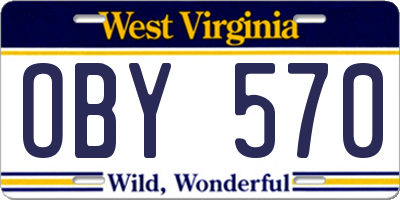 WV license plate OBY570