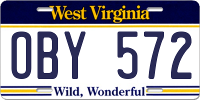 WV license plate OBY572