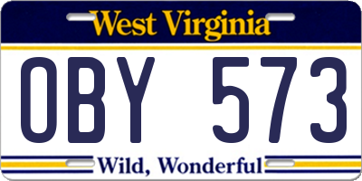 WV license plate OBY573