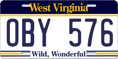 WV license plate OBY576