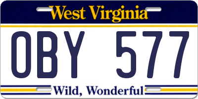 WV license plate OBY577