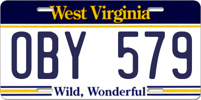 WV license plate OBY579