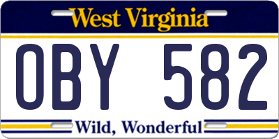 WV license plate OBY582