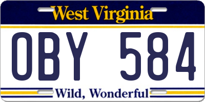 WV license plate OBY584