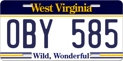 WV license plate OBY585
