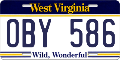 WV license plate OBY586