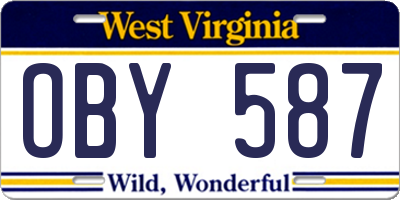 WV license plate OBY587