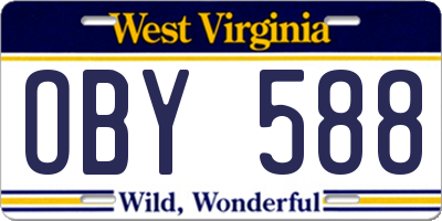 WV license plate OBY588