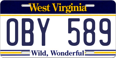 WV license plate OBY589