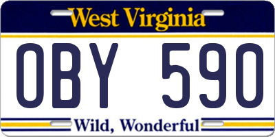WV license plate OBY590