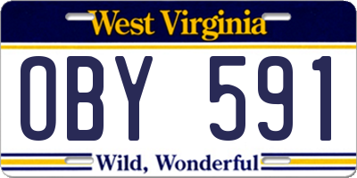 WV license plate OBY591